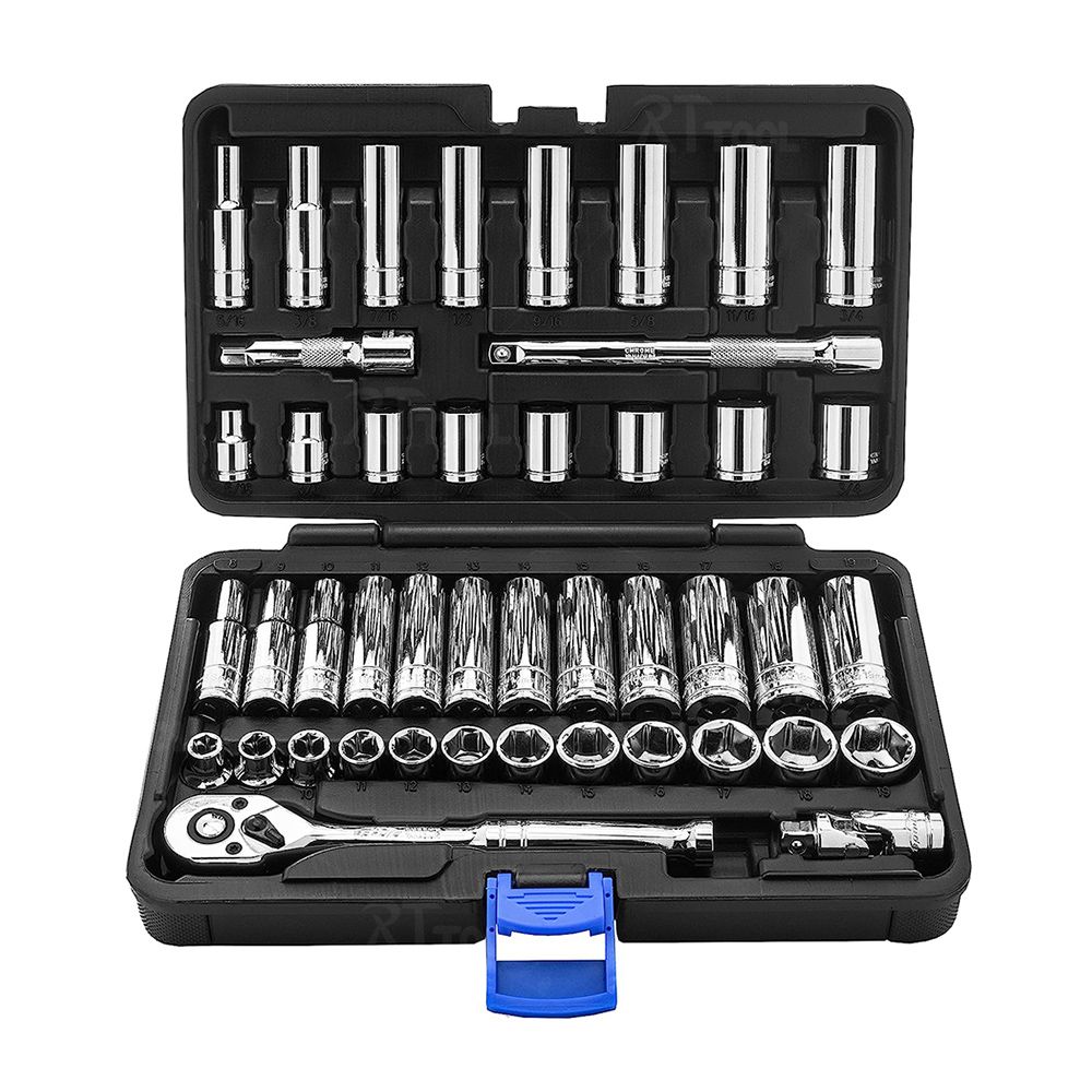 RT 45pcs Rachet Wrench Auto Repair Magnetic Car Repair Hand Tools 3/8 Socket Set