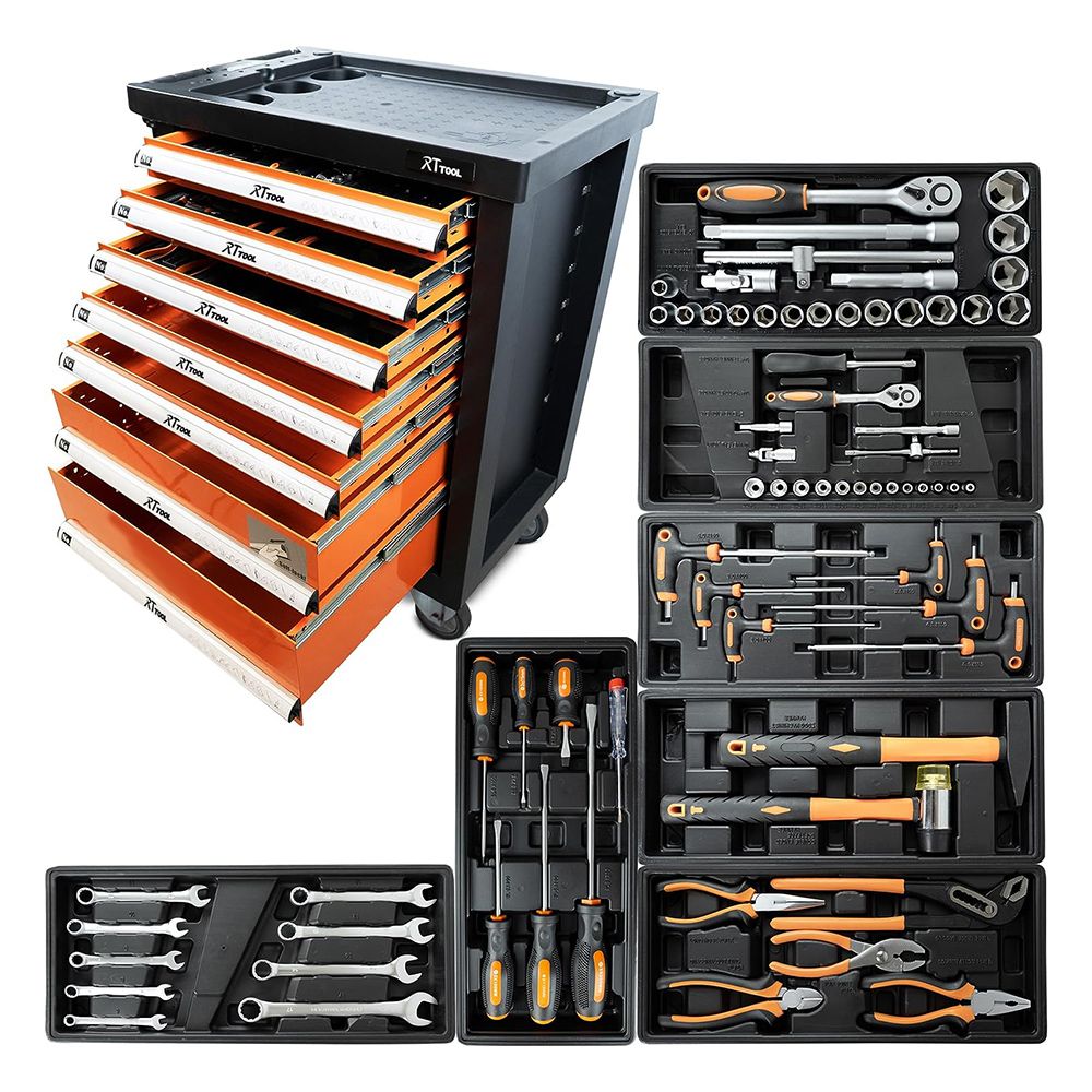 RTTOOL New 7 drawer simple metal tool cabinet tool cart workshop tool storage