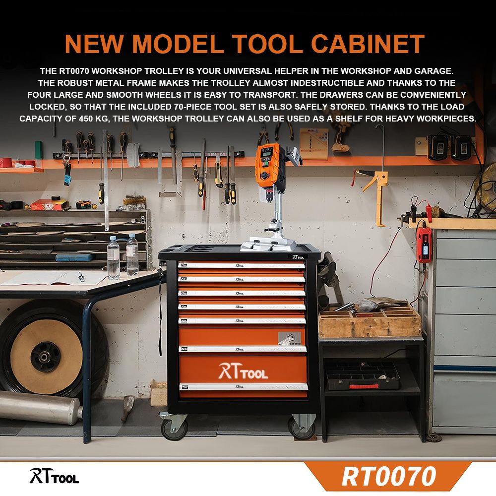 RTTOOL New 7 drawer simple metal tool cabinet tool cart workshop tool storage