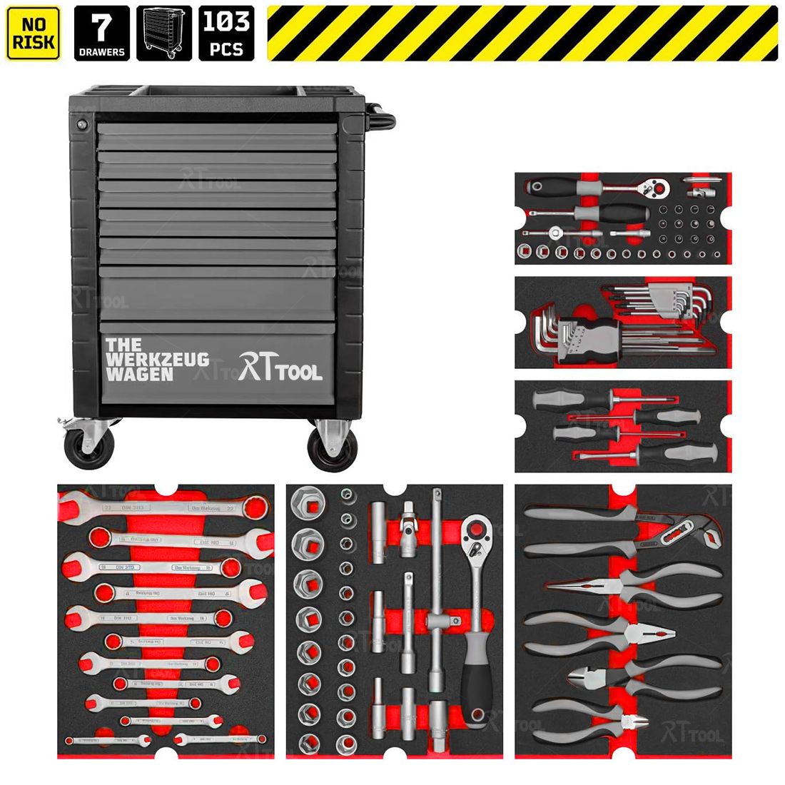 RTTOOL Tool Chest with Tool Drawers rolling tool storage