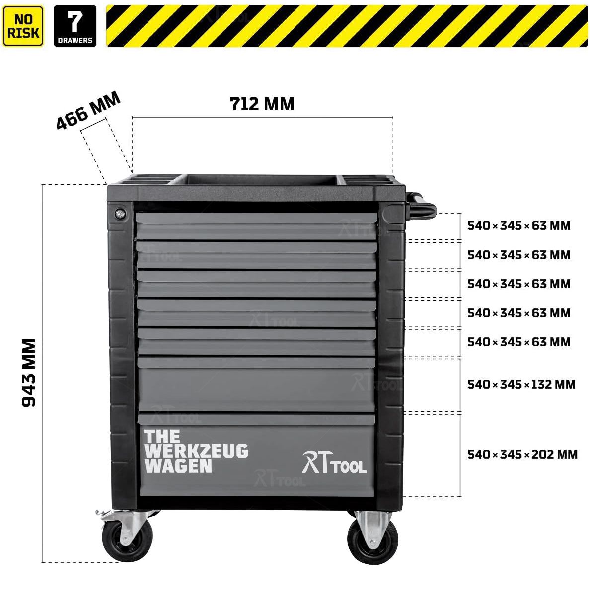 RTTOOL Tool Chest with Tool Drawers rolling tool storage