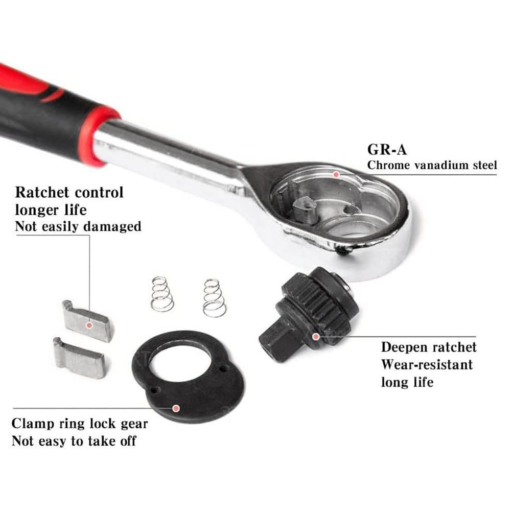 RT tool 1 / 4 listed chromium-vanadium steel ratchet sleeve wrench 12 pieces combination