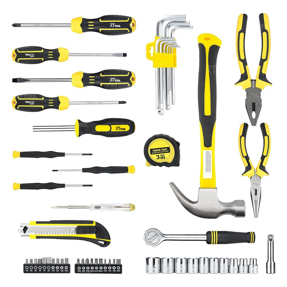 RTTOOL Hardware Toolbox Kits Maintenance Hand Work Tools Household Multi-Function Tools Set