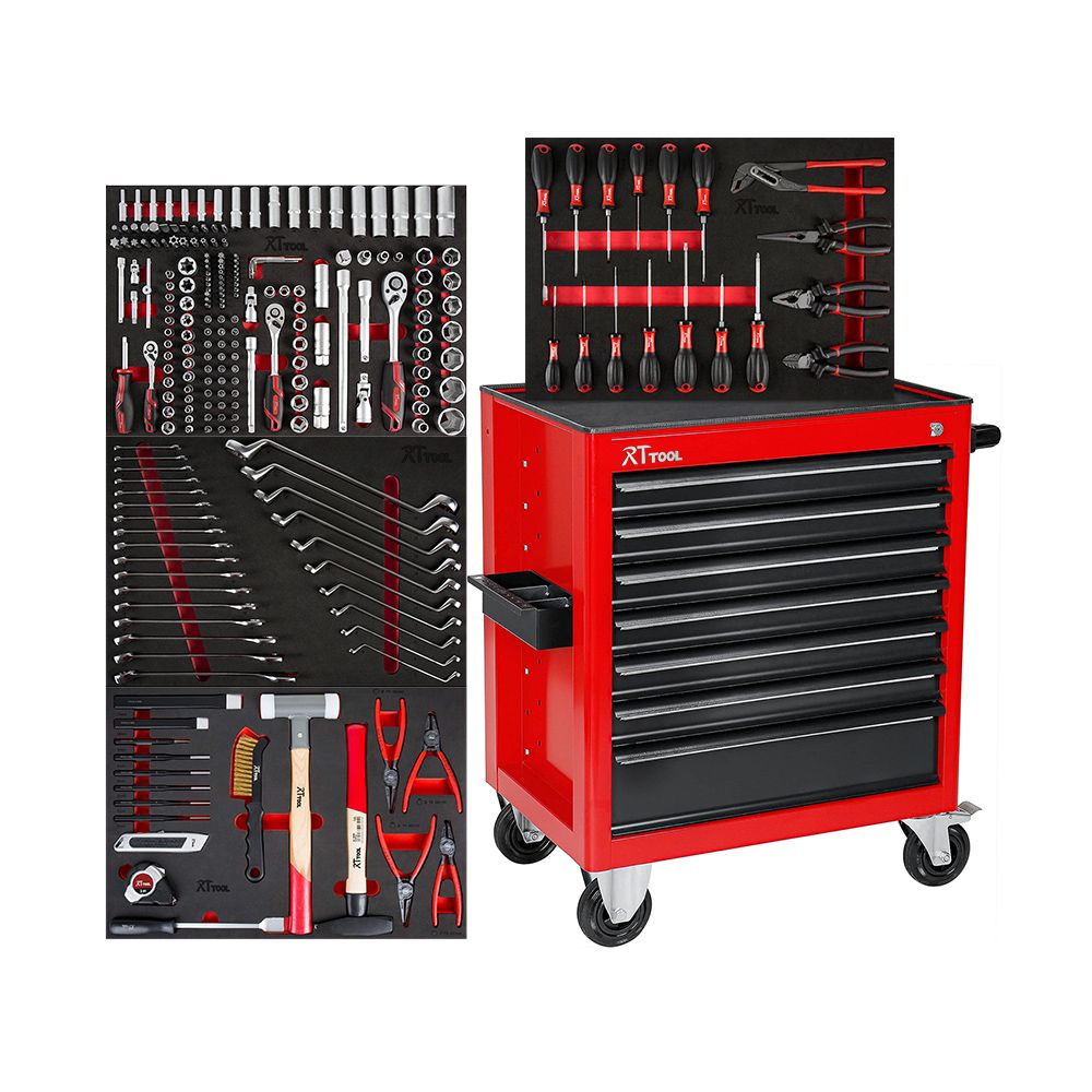 RTTOOL 7 Drawer Tool Box Roller Cabinet Tools Storage Organizer Tool Chest Cart