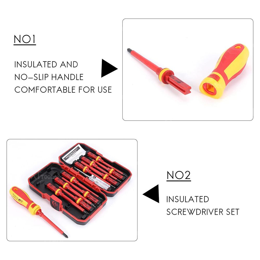 rt tool professional electricians 13 pcs screwdriver 1000v insulated vde tool set