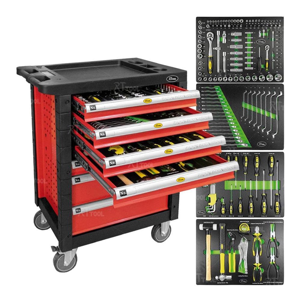 New 172 Pcs Tool Trolley With Hand Tools Mechanical Workshop Tool Cabinet rt tool