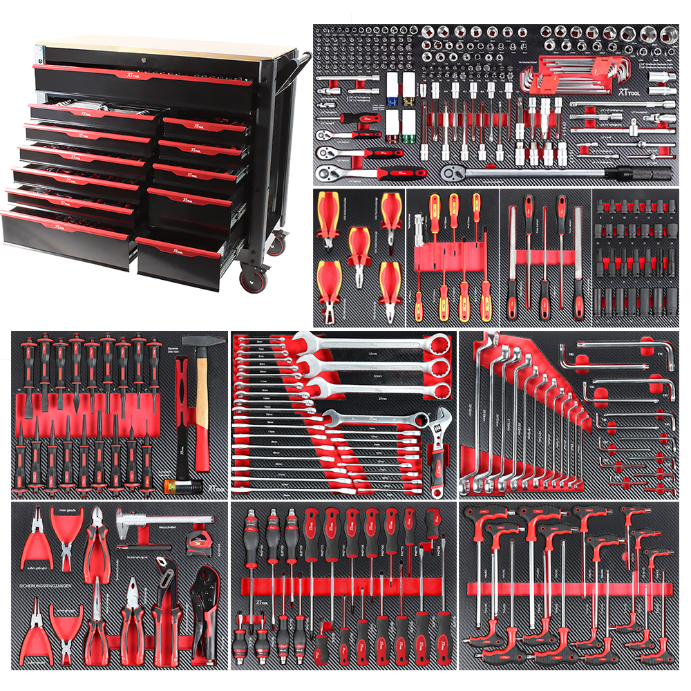 RTTOOL 359pcs tool trolley with metal steel storage workbench tool box tool chest cabinet