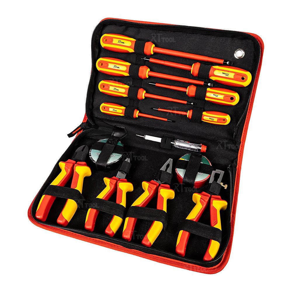 RT Screwdriver Industrial Tool 1000V 14 Piece VDE Insulated Tool Set with Soft-grip Handles