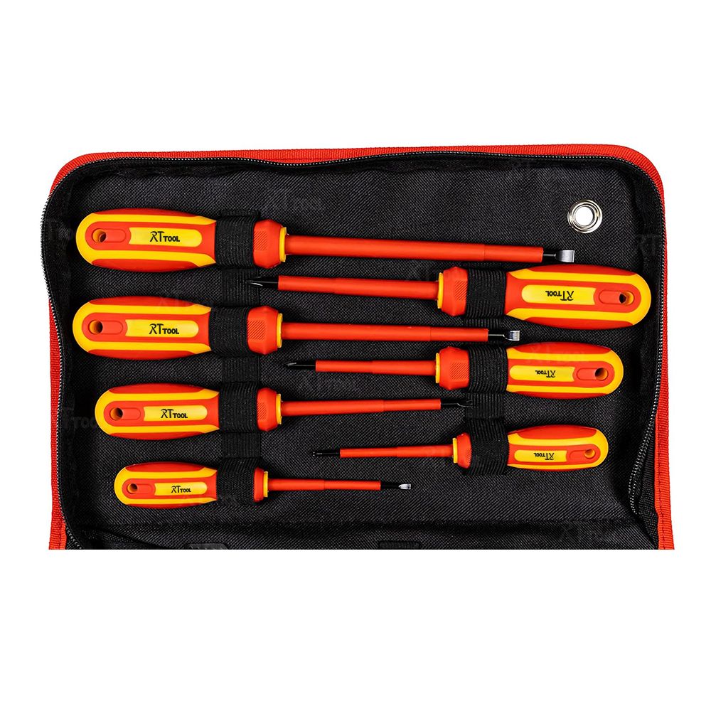 RT Screwdriver Industrial Tool 1000V 14 Piece VDE Insulated Tool Set with Soft-grip Handles