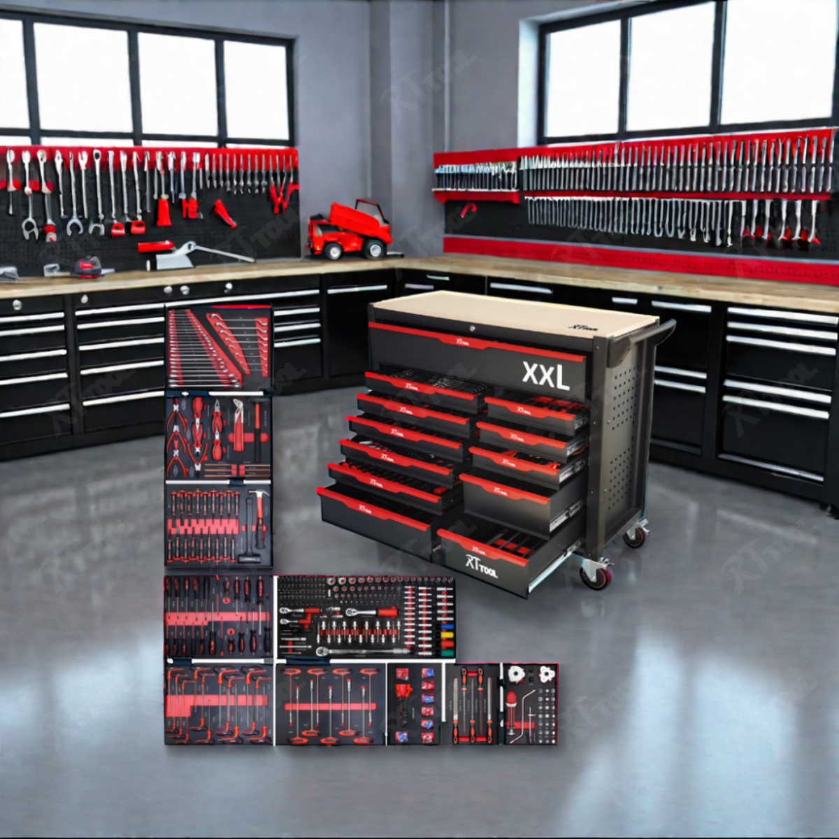 IN STOCK RT TOOL auto repair tool cart set with 12-layer thickening 479 pieces hand push tool cart cabinet
