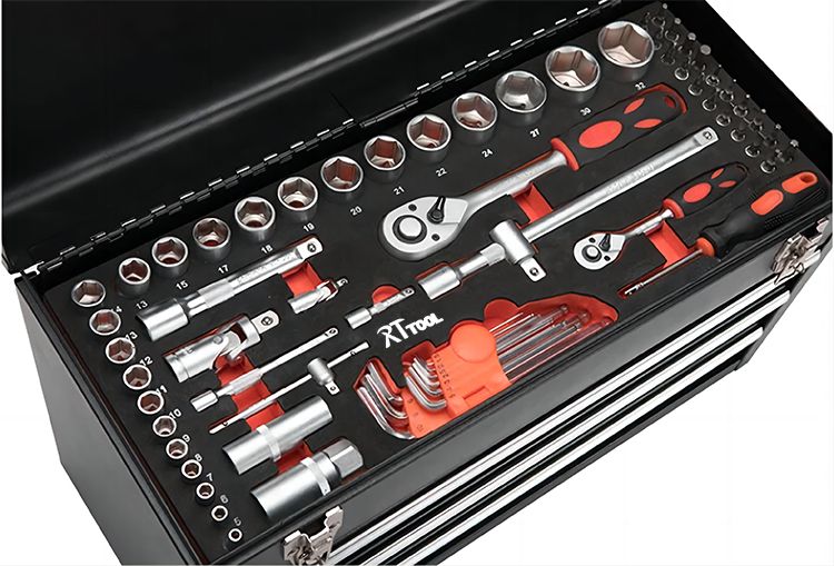 RT 91PCS 3 Drawer Germany Hand Tools Set with Metal Case Premium Tool Sets Combo