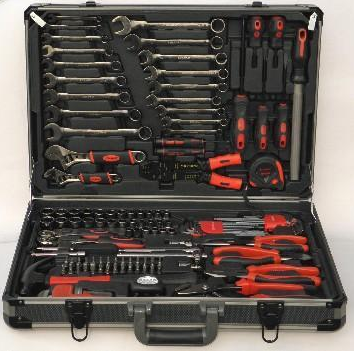 RTTOOL 121PCS tool set aluminum case tool kits with Tool Box socket set wrench spanner