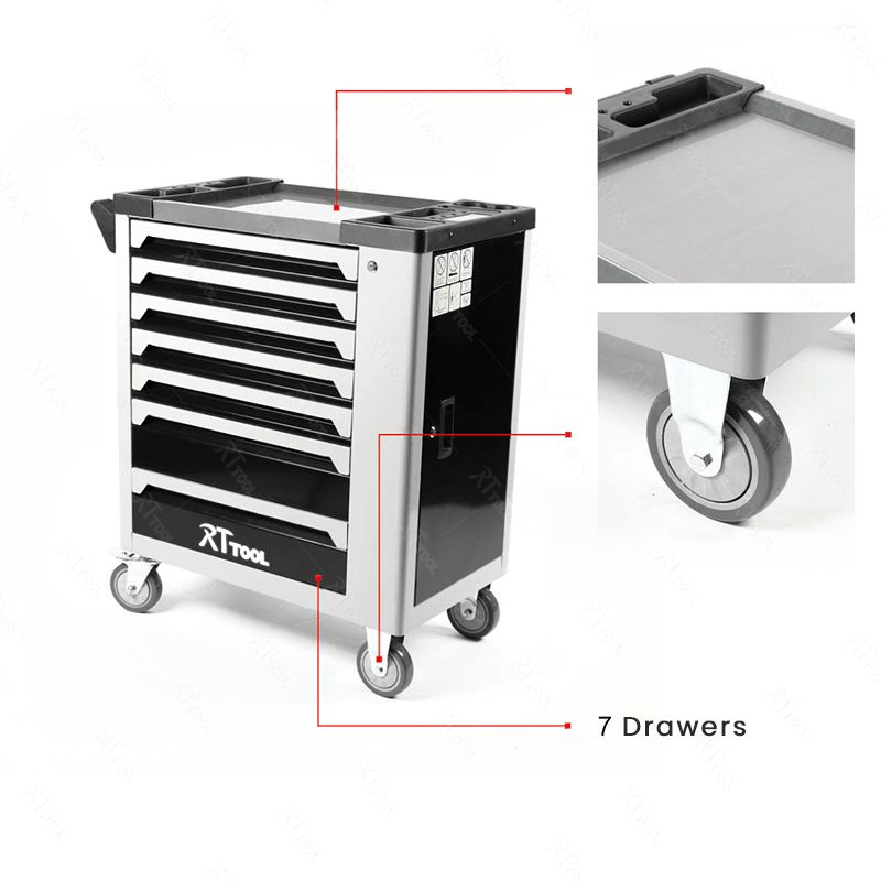 RTTOOL 278 PCS 7 Drawers Tool Box Garage Tool Chest Trolley Storage Tool Cabinet Mechanic User
