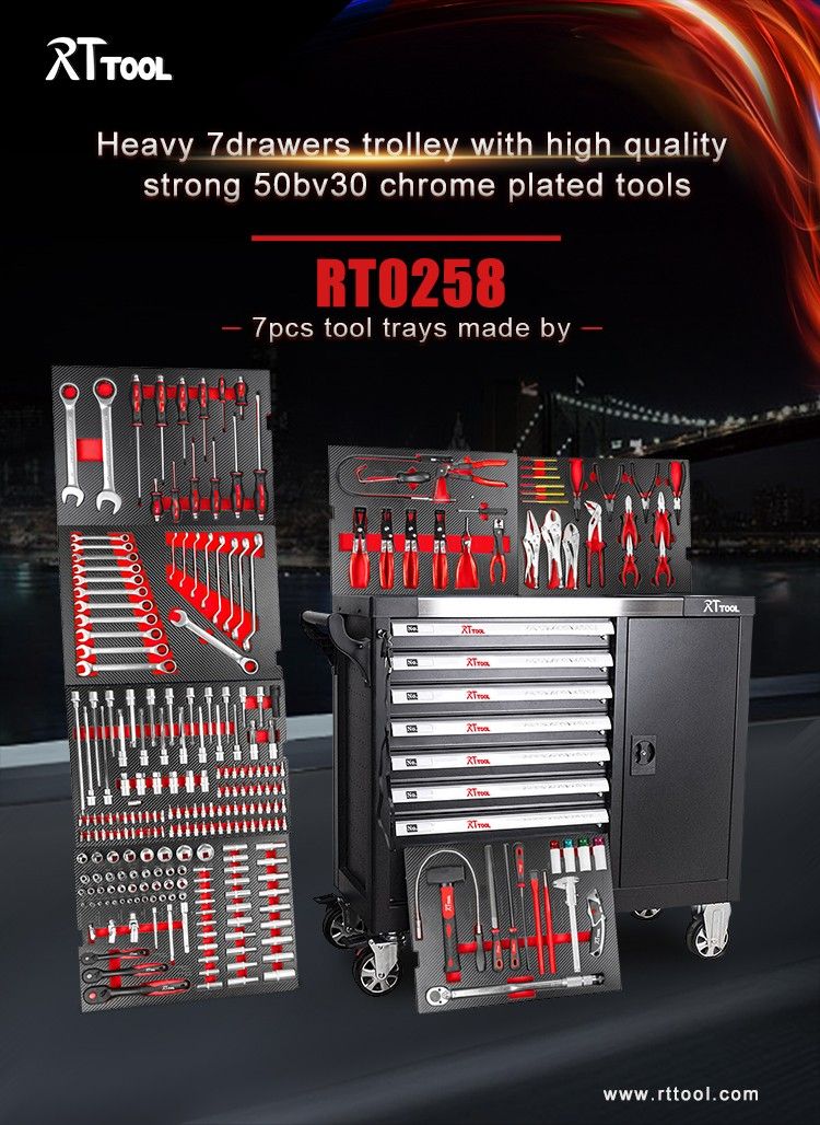 RTTOOL multifunctional tool trolley tool cart tool cabinet iron lockable movable logo color customized key