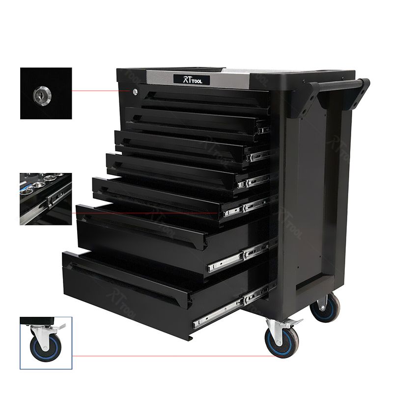 RT Tool Cabinet 7 Drawers Hand Tools Set Auto Repair Storage Full Of Tools Drawer Trolley