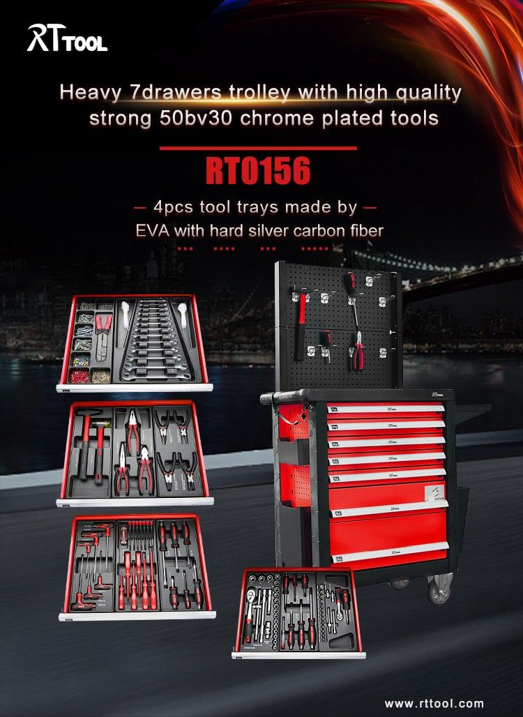 rt tool 7 Drawers 156pcs Rolling Tool Box Cabinet Chest Storage Tools