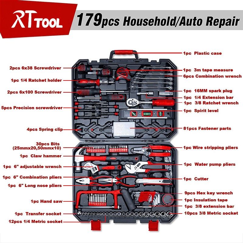 rt tool Hardware Toolbox Kits Hand Work Tools Household Multi-Function Tools Set