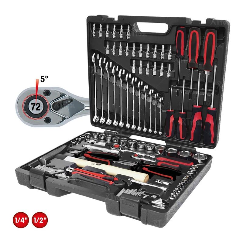 RT tool 98 Pieces Chrome Vanadium tools set box Home Garage Repair Hand Tool Set In Case Kit