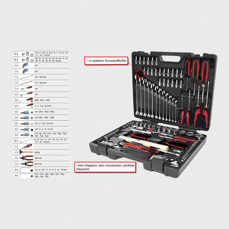 RT tool 98 Pieces Chrome Vanadium tools set box Home Garage Repair Hand Tool Set In Case Kit