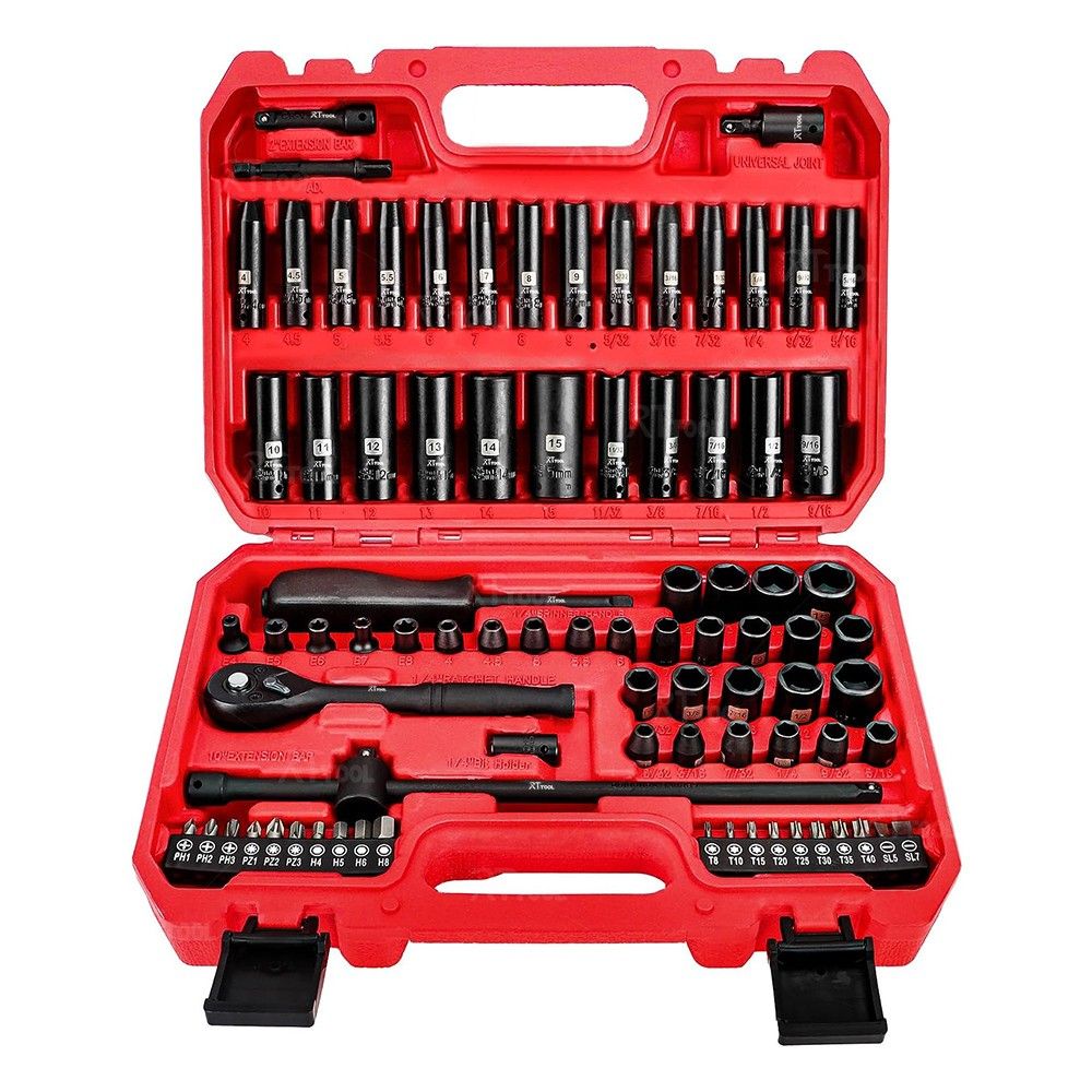 RTTOOL 82PCS Cr-V Impact Wrench Socket Set Tools