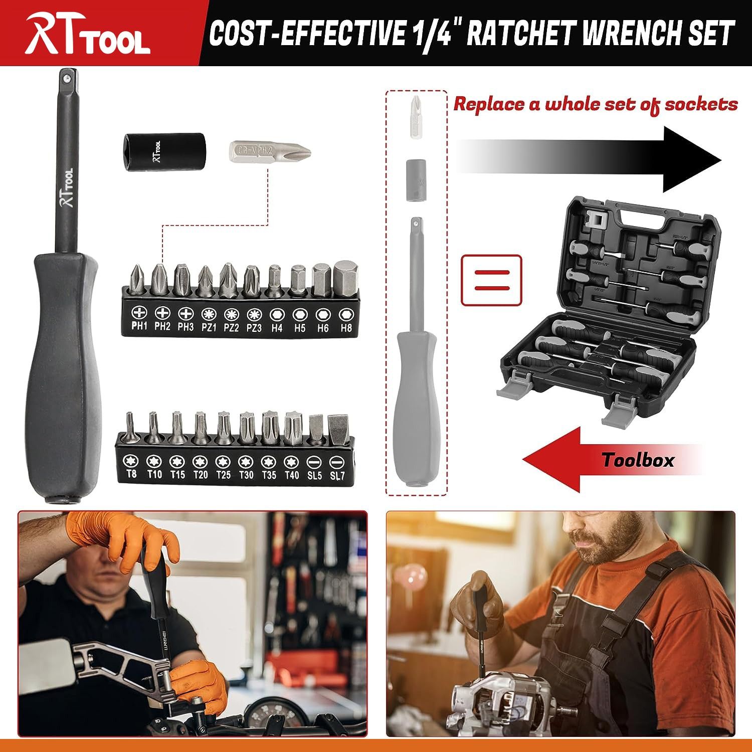 RTTOOL 82PCS Cr-V Impact Wrench Socket Set Tools