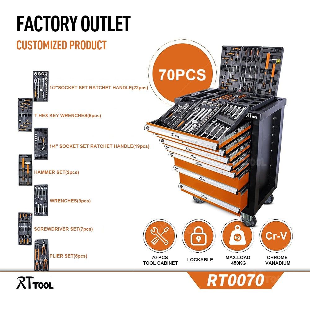 RTTOOL New 7 drawer simple metal tool cabinet tool cart workshop tool storage