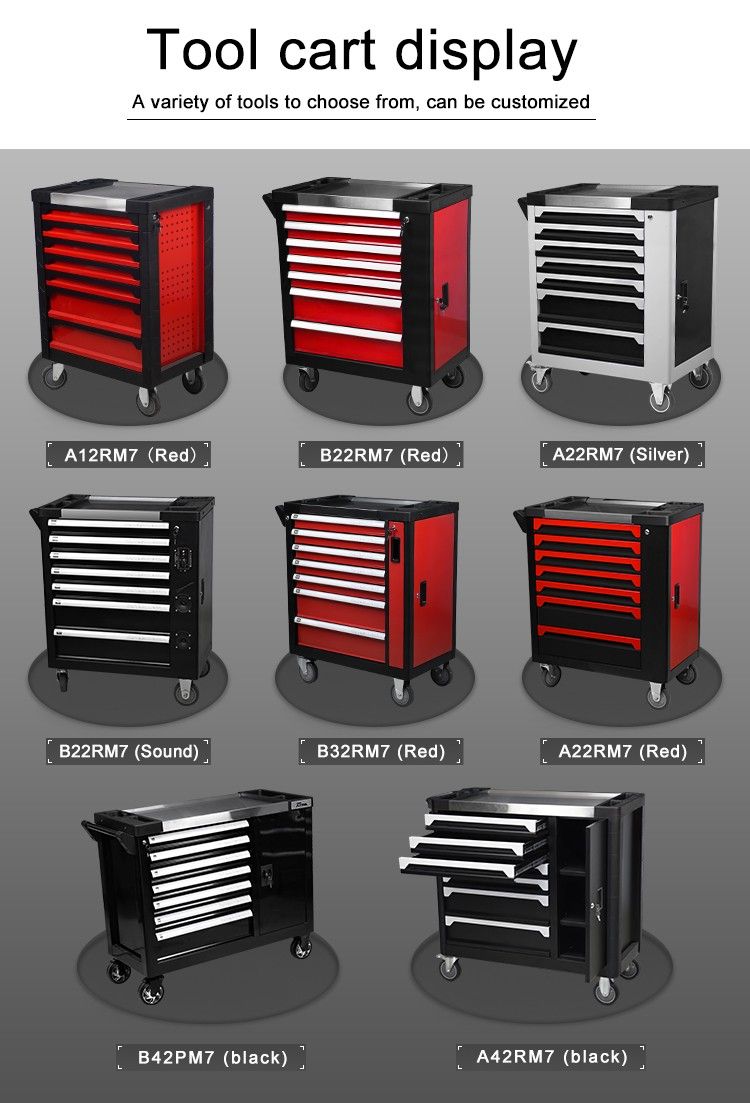 RTTOOL New 7 drawer simple metal tool cabinet tool cart workshop tool storage