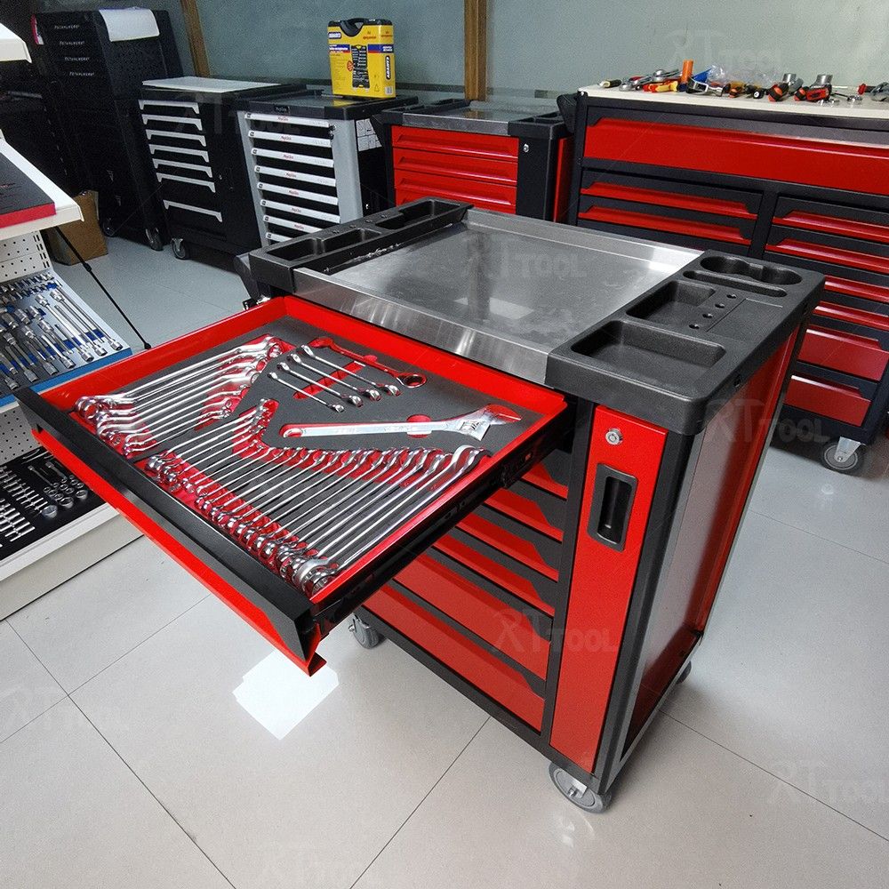 RTTOOL Hardware Tool 7Layer Drawer Workshop Trolley Tool Cabinet Storage With Handle And Casters