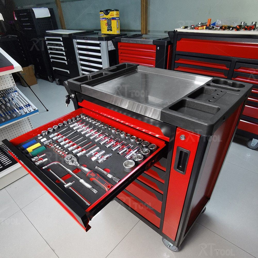 RTTOOL Hardware Tool 7Layer Drawer Workshop Trolley Tool Cabinet Storage With Handle And Casters