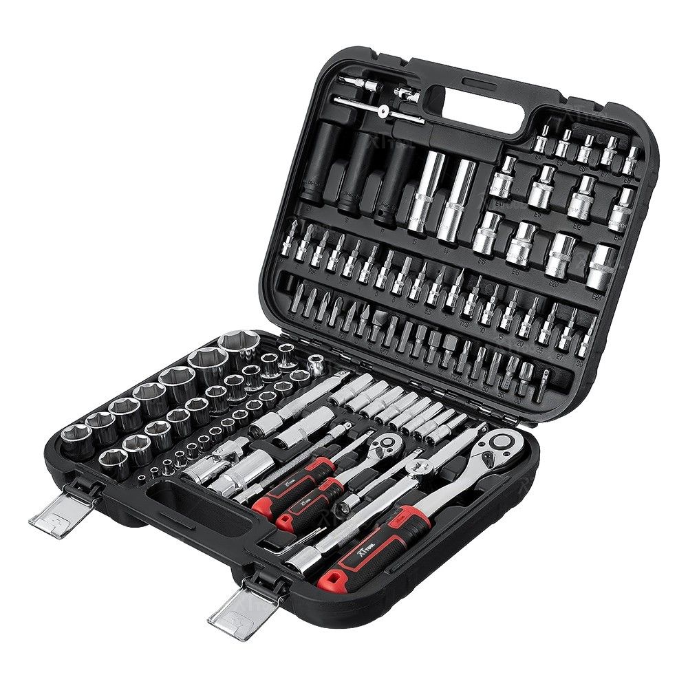 RT tool Full Combination Vehicle Hand Tool Sets 110PCS Car Repair tools Set Socket Wrench Set with Plastic Toolbox