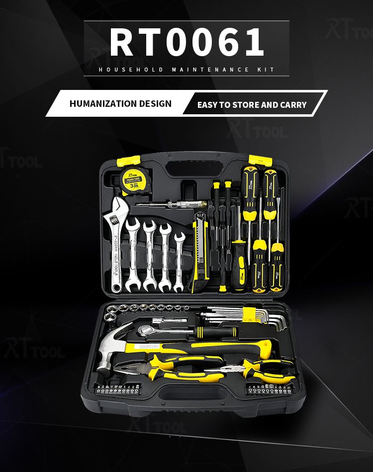 RTTOOL Hardware Toolbox Kits Maintenance Hand Work Tools Household Multi-Function Tools Set