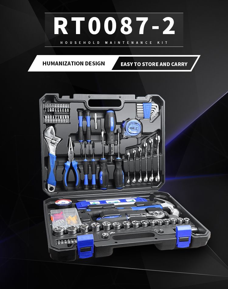 RTTOOL 87pcs New Design Household Tool Box Multi Repair Tool Kit Hand Tool set