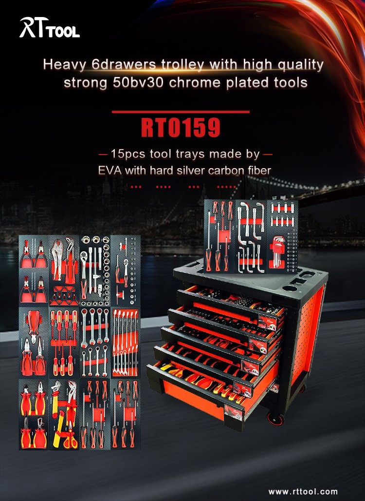 RTTOOL 2023 auto repair garage roller cabinet 6-drawer tool cabinet workshop tool storage tool trolley