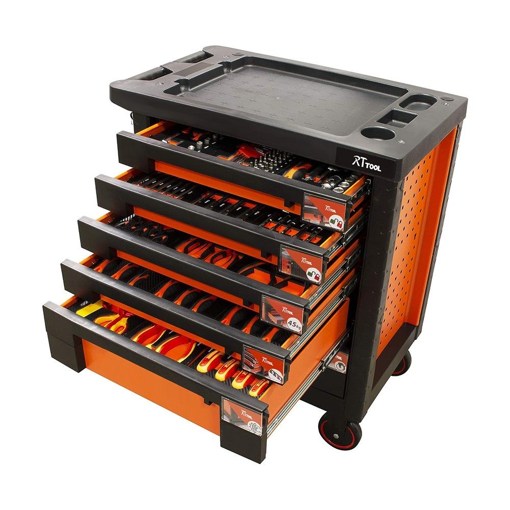 RTTOOL 2023 auto repair garage roller cabinet 6-drawer tool cabinet workshop tool storage tool trolley