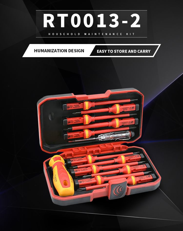 rt tool professional electricians 13 pcs screwdriver 1000v insulated vde tool set