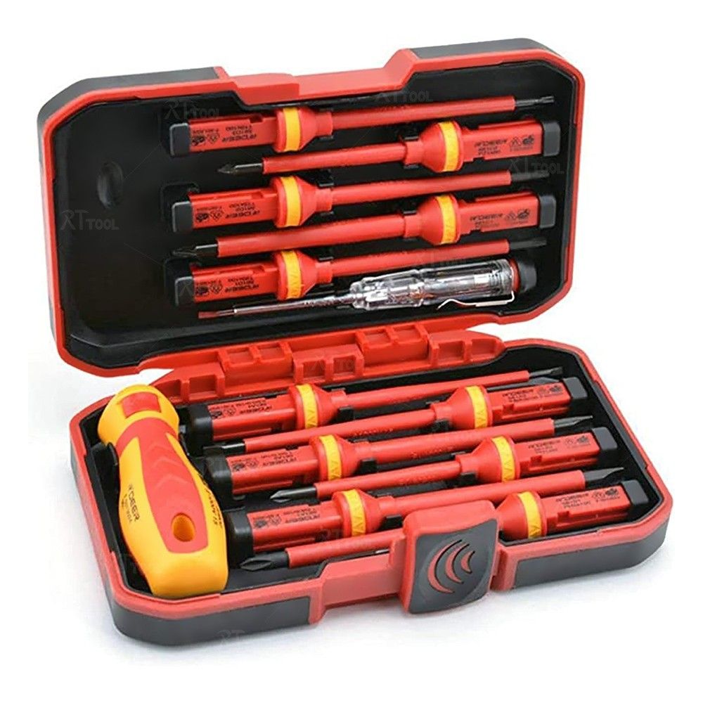 rt tool professional electricians 13 pcs screwdriver 1000v insulated vde tool set