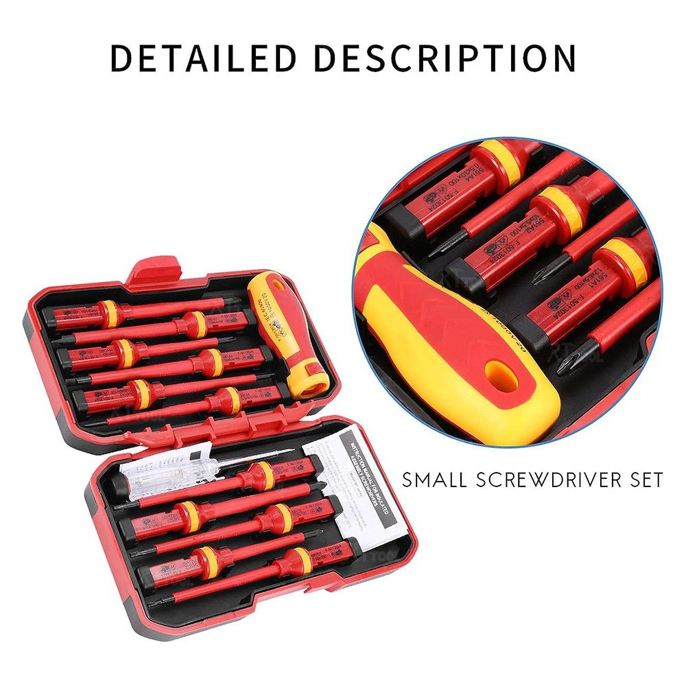 rt tool professional electricians 13 pcs screwdriver 1000v insulated vde tool set