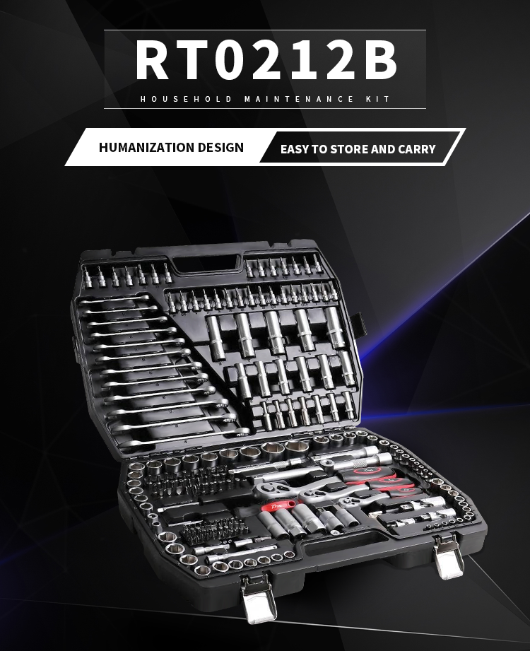 RT 212PC Mechanics Tool Socket Set Case Box Car Repair tool Manufacturer