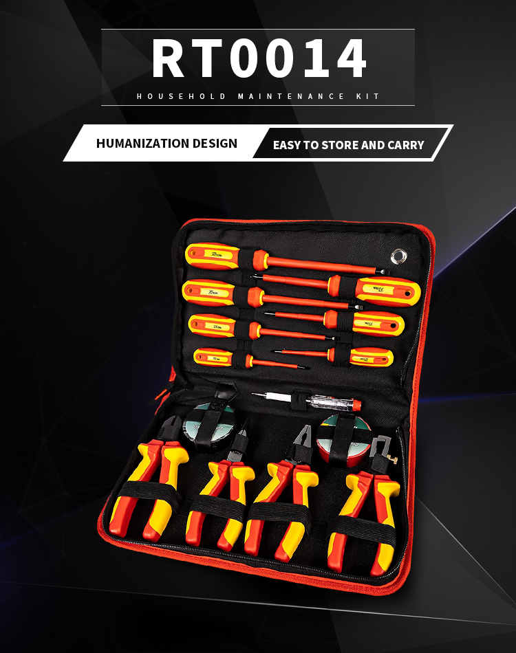 RT Electricians Screwdriver Industrial Tool 1000V 14 Piece VDE Insulated Tool Set with Soft-grip Handles