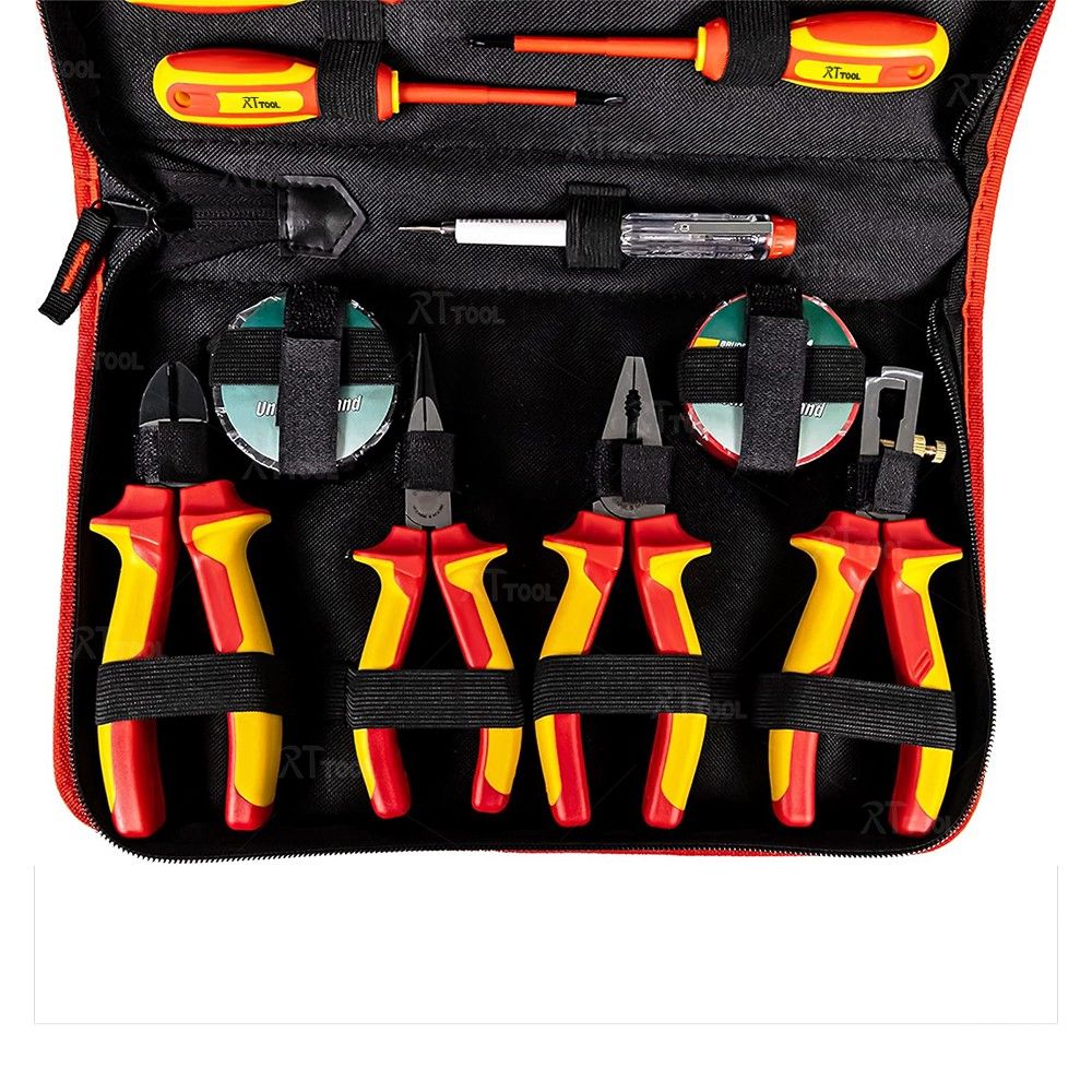 RT Electricians Screwdriver Industrial Tool 1000V 14 Piece VDE Insulated Tool Set with Soft-grip Handles