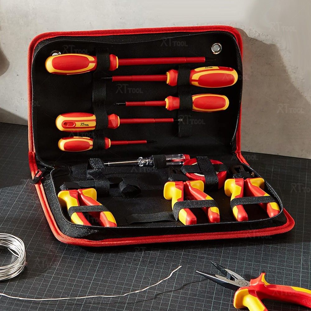 RT Electricians Screwdriver Industrial Tool 1000V 14 Piece VDE Insulated Tool Set with Soft-grip Handles