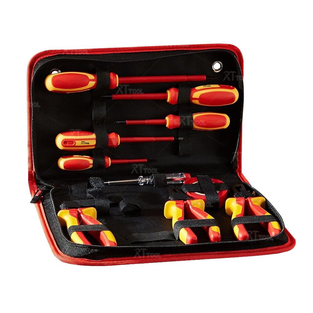 RT Electricians Screwdriver Industrial Tool 1000V 14 Piece VDE Insulated Tool Set with Soft-grip Handles